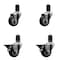 Service Caster 3'' Black Poly Wheel Swivel 1-5/8'' Expanding Stem Caster Set 2 Brakes, 4PK SCC-EX20S314-PPUB-BLK-2-PLB-2-158 - alternate 1
